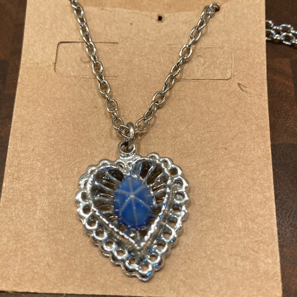 Necklace
Length 10 Inches
Silver & Blue